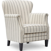 Layla Accent Chair in Flax Fabric with Nailhead